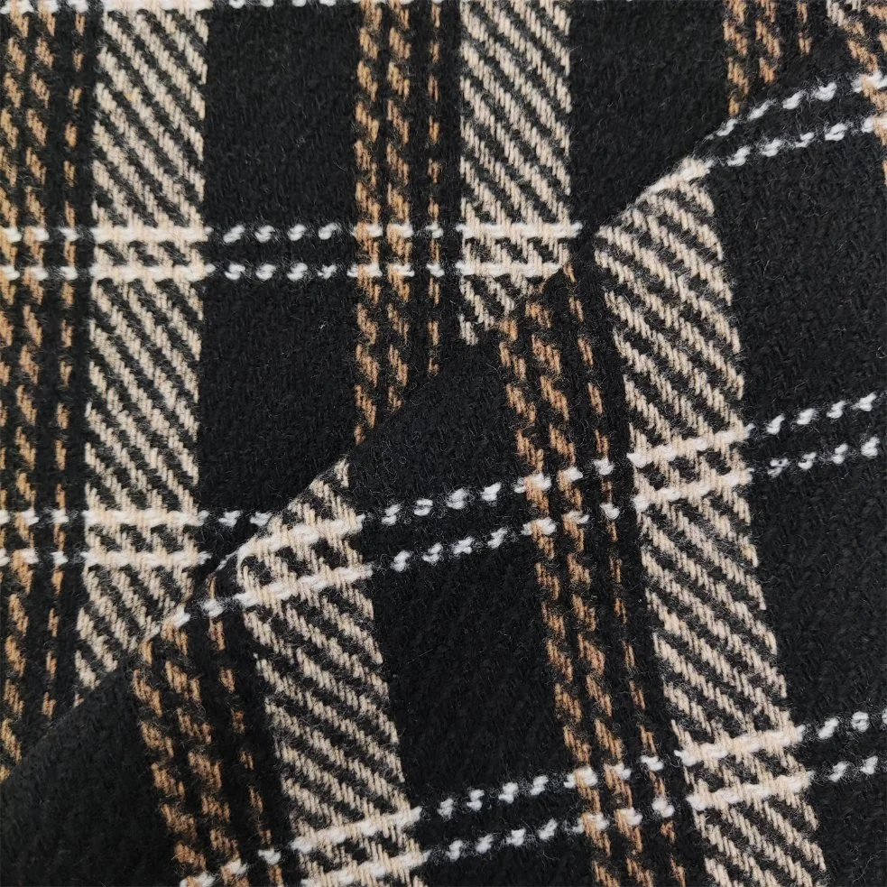 Tweed Weave Wool Poly Blend Plaid Tartan Color Customized Fabric for Garment