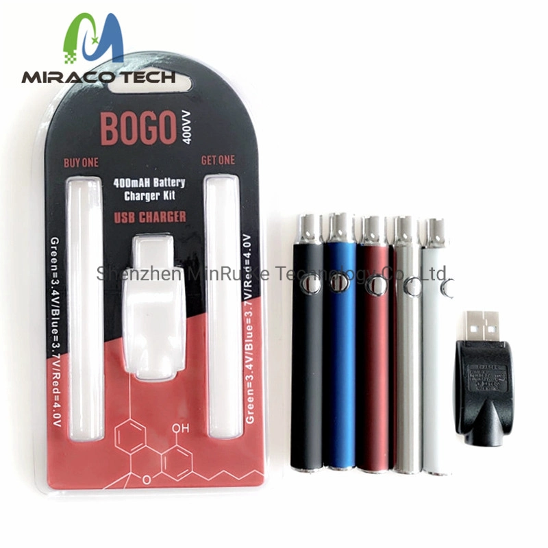 Bogo Manual Battery Lo Preheating Batteries Vape Pen 510 Thread Battery 400mAh E Cigarettes Battery with Blister Packaging