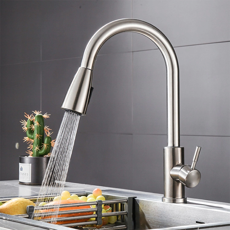 Sanitary Ware New Design Modern Stainless Steel Waterfall 304 Stainless Steel Hot Cold Water Mixer Tap Pull out Sink Kitchen Faucet