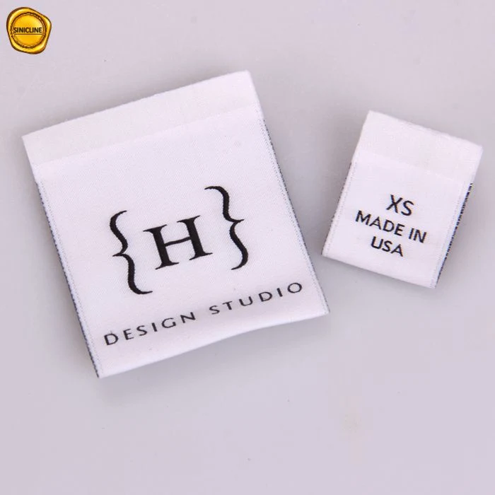 Sinicline Center Fold White Woven Labels Tags with Clothing Size