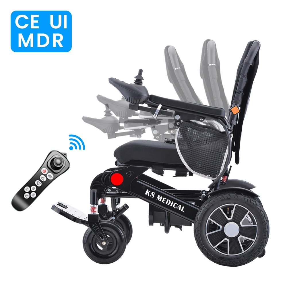 Ksm-606af Mdr Fauteuil roulant électrique pliant en aluminium avec alimentation pour chaises de mobilité pour personnes handicapées en voyage.