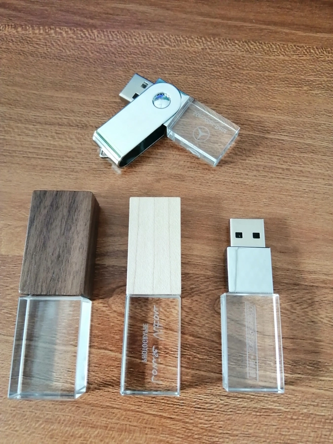 جديد 3D داخل نحت قرص كريستال يو الخشب USB محرك قلم الذراع