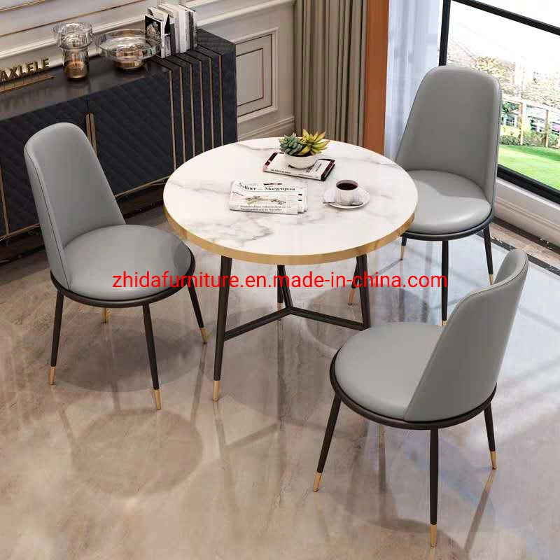 Luxury Design White Marble Dining Coffee Table Dining Chair Set Coffee Shop Cafe Round Fabric Restaurant Chair Furniture Set