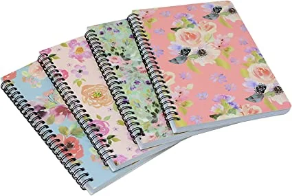 Spirale 4 ST A5 Thick Flower Design Hardcover 8mm liniert 4 Farbe 80 Blatt -160 Seiten Zeitschriften Studie und Notizen (Blume)