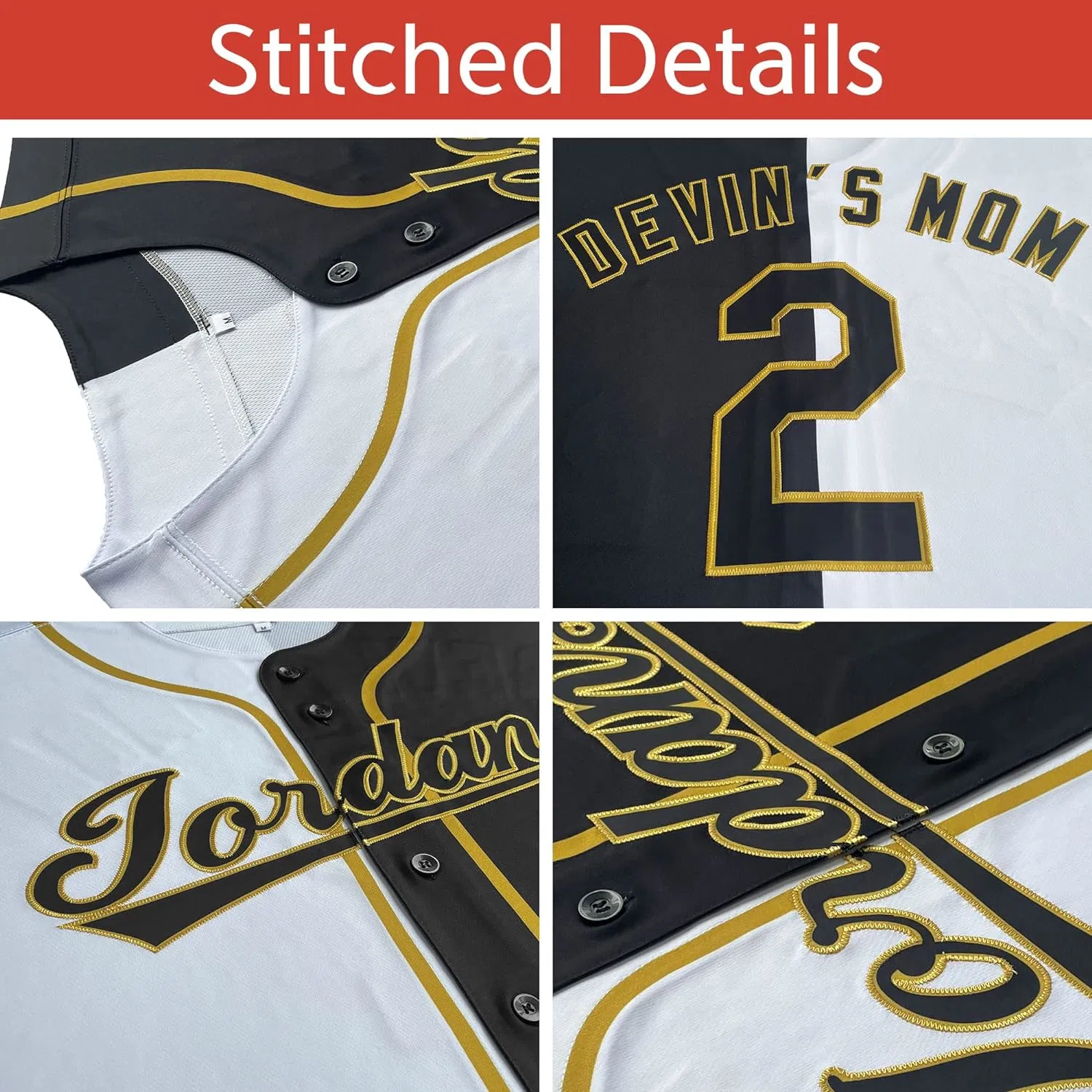 Custom Split Baseball Jersey Button Down Shirt Sports Personalized Stitched Name Number for Men/Women/Boy