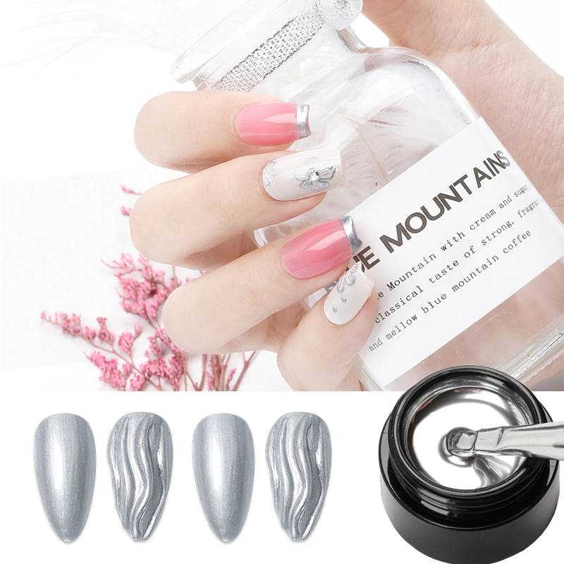 HS Manufacturer Private Label Metal Painting Gel Polish Silver Colors Soak off UV Gel Nail Art