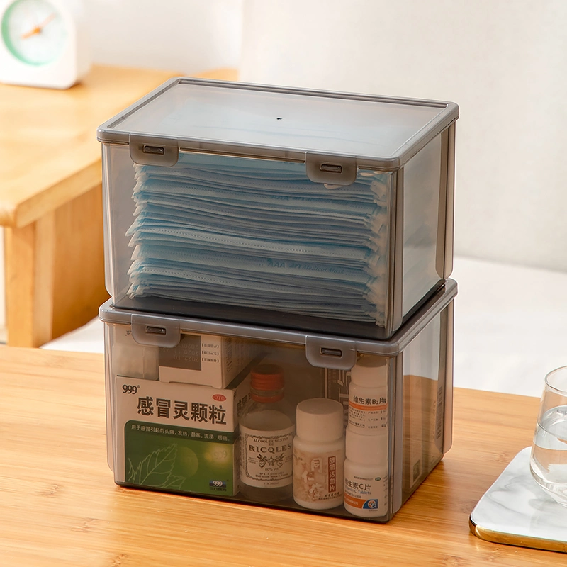 Black Transparent Household Disposable Mask Box Eco-Friendly Medical Facemask Box Plastic Mask Storage Box