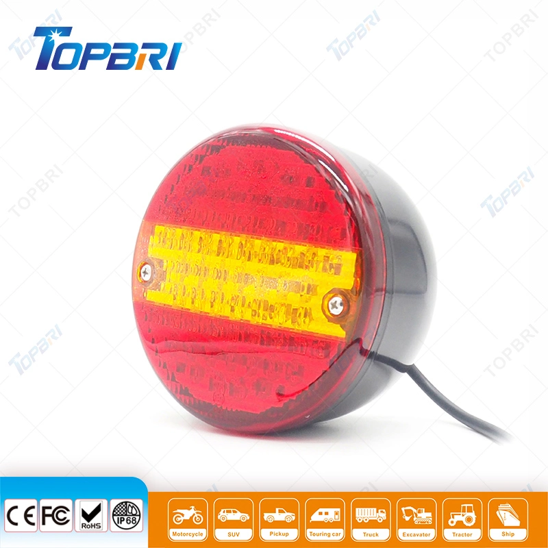 10-30V Lampe de travail ronde à LED Hamburger pour camion, arrêt automatique, feu arrière