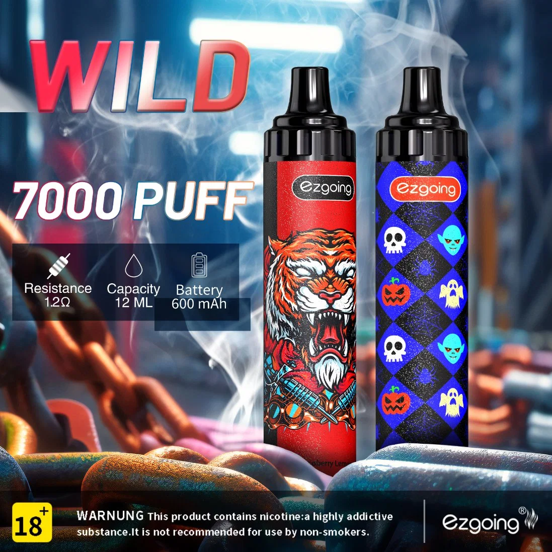 Wild Bar 7000 Puffs con 10 sabores cigarrillo electrónico VAPE