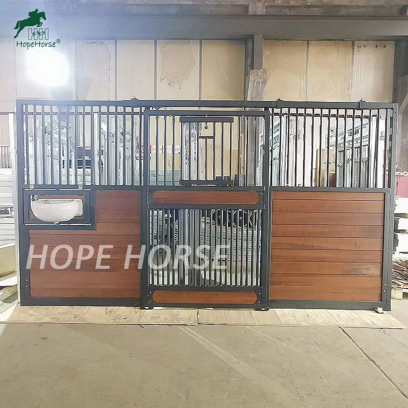 Powder Coated High Quality Solid Steel Movable Bamboo Horse Box Stable Front Panel Door