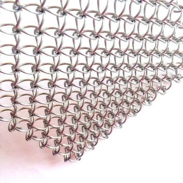 Metallic Aluminium Mesh Fabric Metal Mesh Cloth Curtain Chain Link Mesh for Exhibition Halls Divider