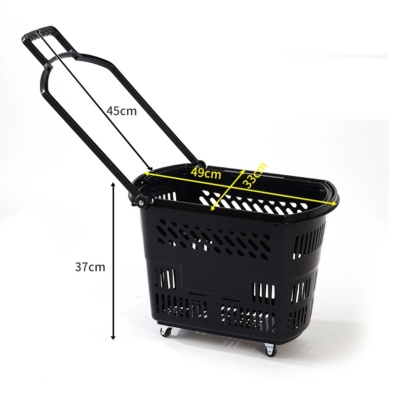 Plastic Shopping Basket with Wheels (JT-G02)