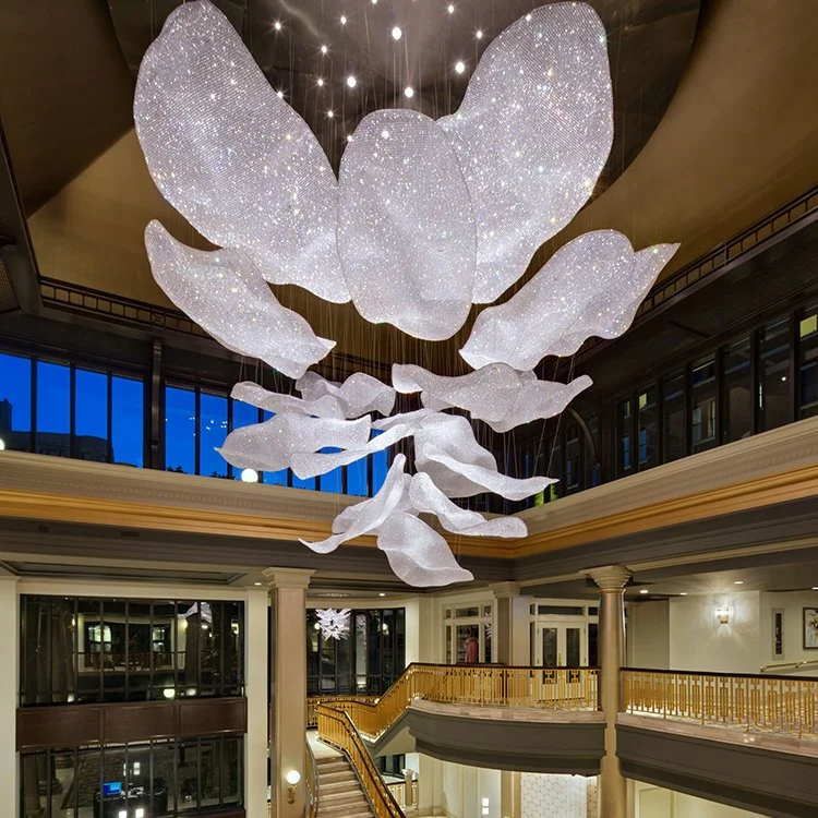 Nuevo techo de cristal lámpara de araña de la flor de lujo de LED la iluminación interior la decoración del vestíbulo