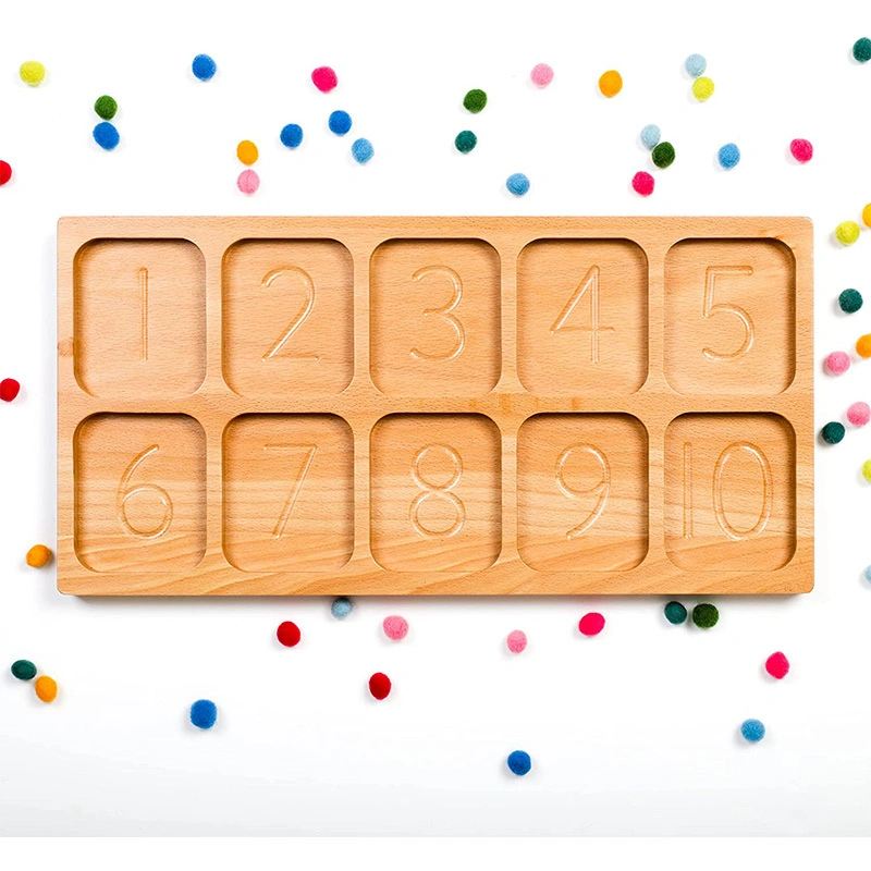 Preschool Children Educational Game Montessori Wooden Number Sorting Tray Toy for Kid