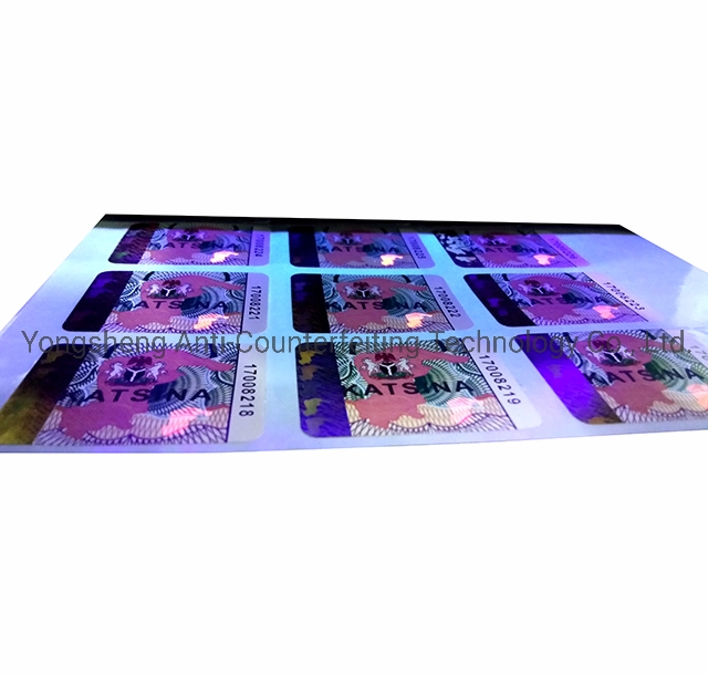 Imposto sobre vendas Holograma hot stamping etiqueta autocolante de papel de segurança