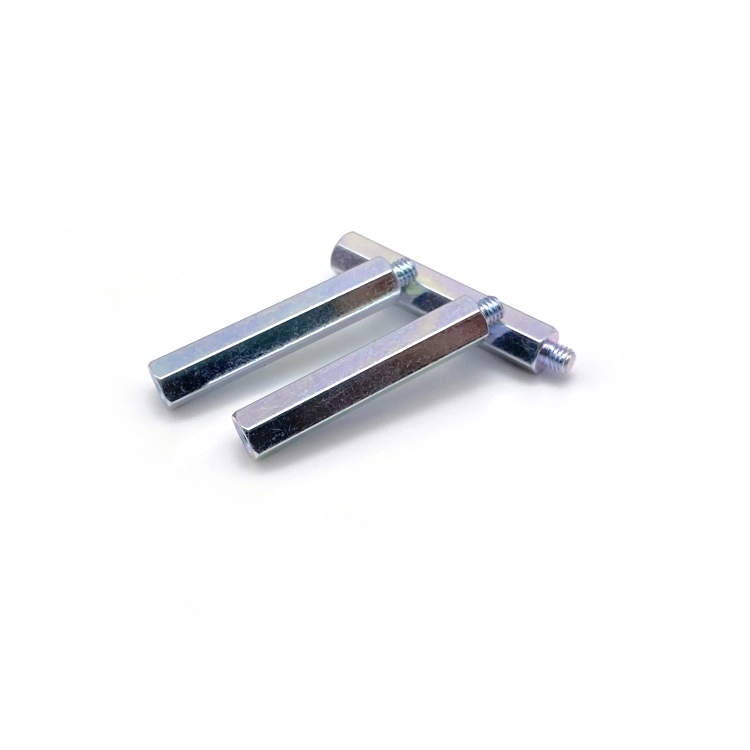 H5.0*26.9mm Carbon Steel 1215 Hexagon Standoff Color Zinc Hexagonround Standoff Stainless Steel Wall Mounted Sign Stand off Spacer, Mirror Glass Screw Standoffs