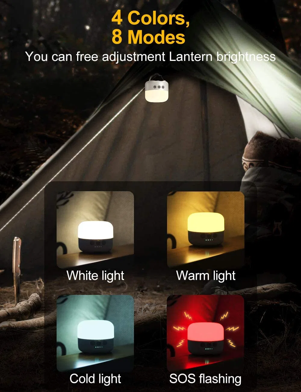 Goldmore4 LED Rechargeable Camping Lantern Stepless Dimming Function Night Light Input and Output