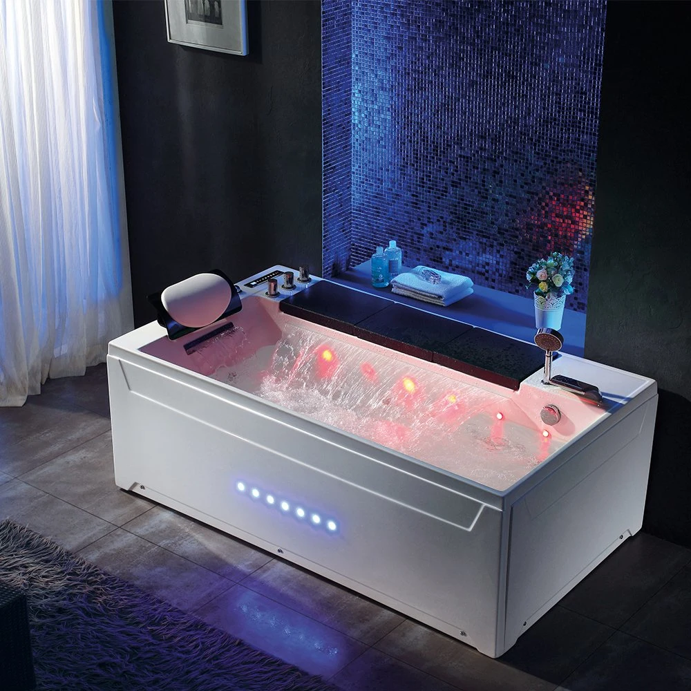 Un solo puesto de moda con coloridos cascada de masaje de acrílico bañera de hidromasaje