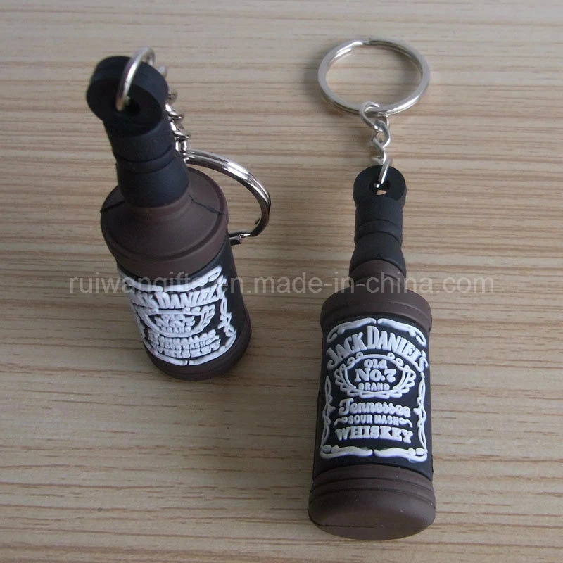 3D Soft PVC Keyring with Bottle Shape