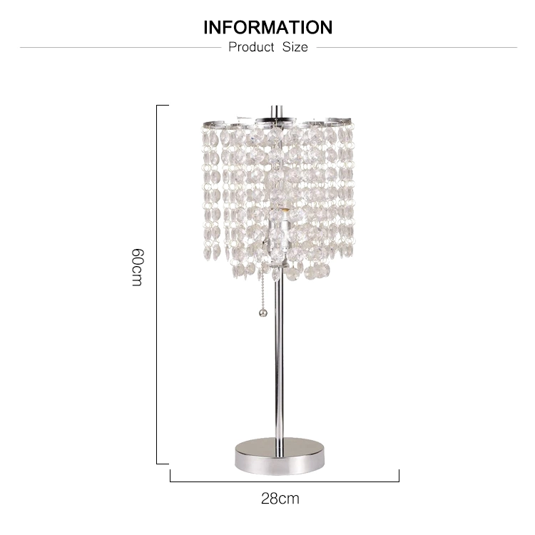 Free Sample E27 Iron Crystal Bed Side Bar Cheap Design Dining Modern Table Lamp Silver