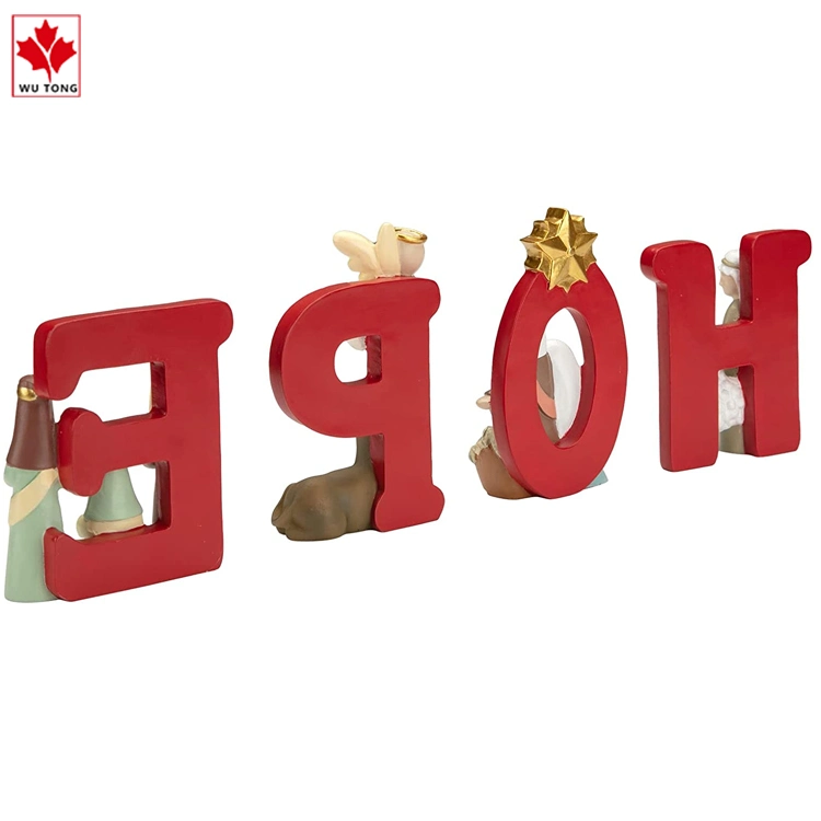 H-O-P-E Nativity Set Is Suitable for Christmas Indoor Resin Carving and Hand Drawn Nativity Statues