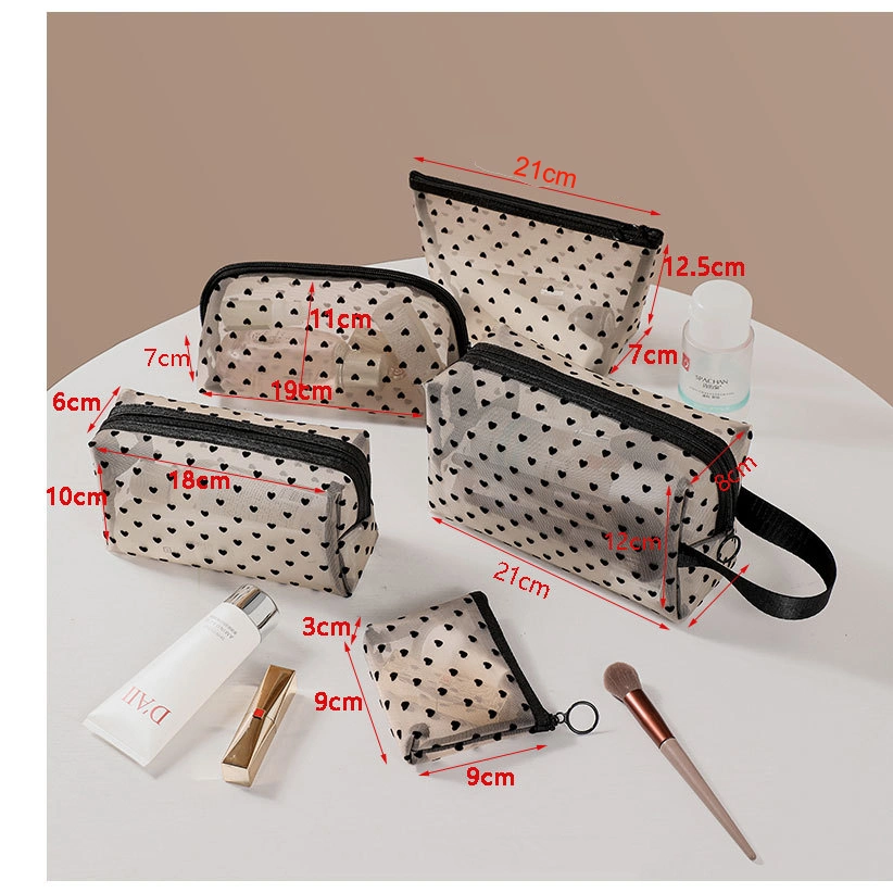 Small Zipper Makeup Make up Pouch Nylon Mesh Cosmetic Bag for Women