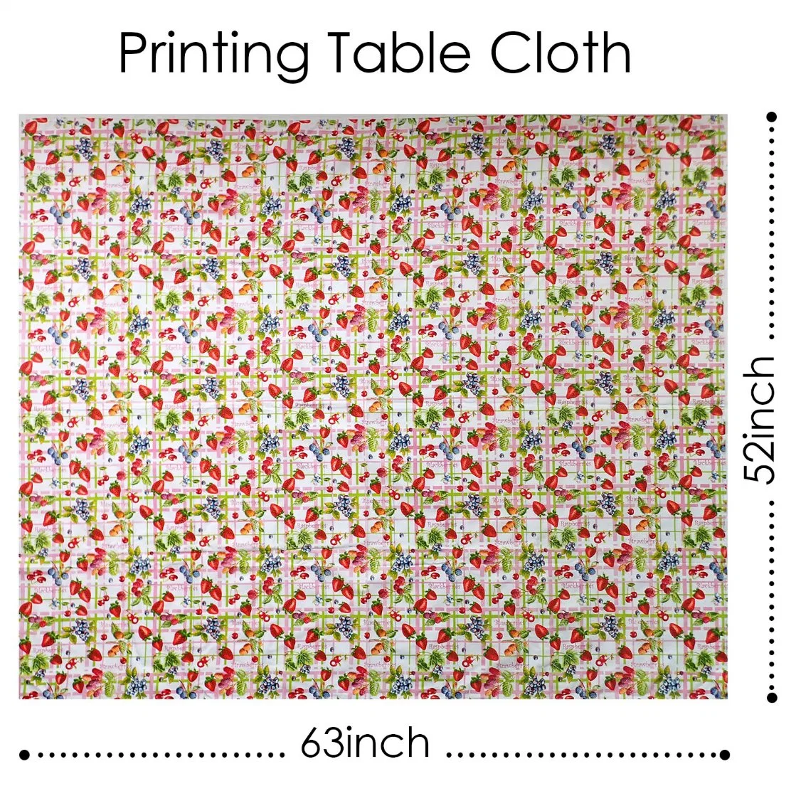 63X52 Inch 100% Cotton Printing Strawberry Table Cloth