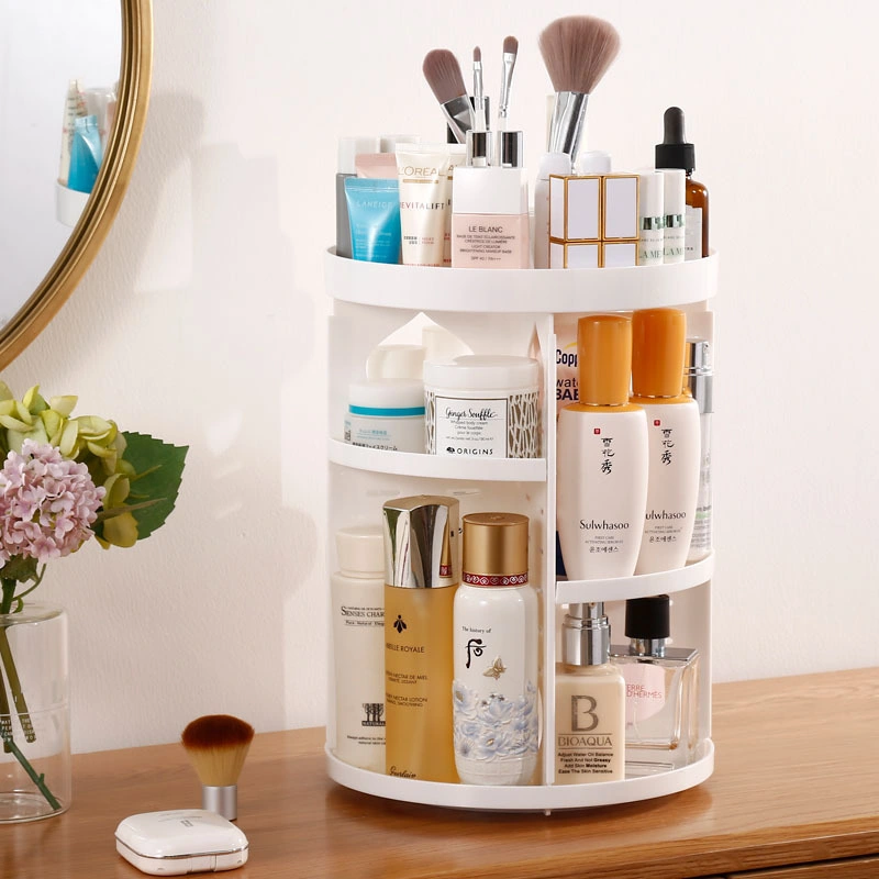 360&deg; Rotating Cosmetic Organizer Makeup Display Stand Transparent Multifunction Plastic Storage Box