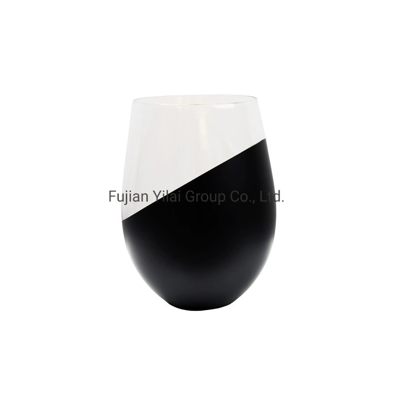 Elegante OEM 30 Onças de Ouro Preto fosco e Stemless Basculante copo de vinho uma caneca de vidro de uísque