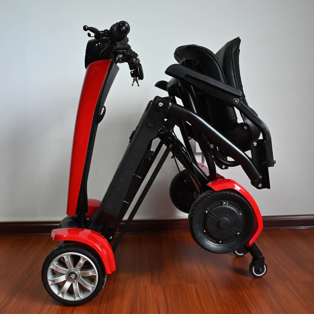 Scooter compacta para mobilidade de terceira idade com 4 rodas Easy Folding Electric Mobility Scooters de alta qualidade com controlo remoto e recolha automática de scooters