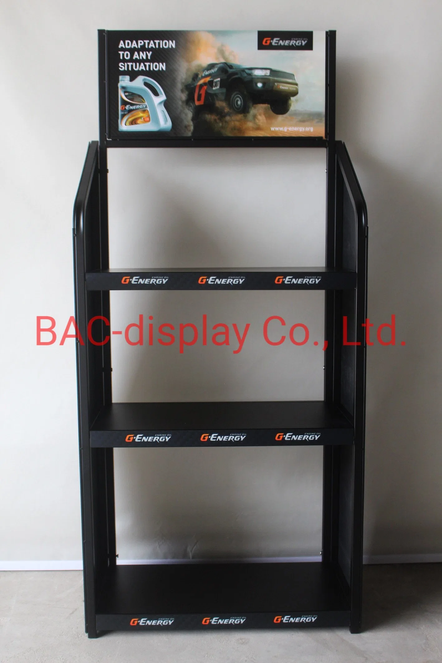 Motor Lubricant Oil Folded Packing Metal Display Rack, Metal Display Stand for Car Lubricant Oil for Car Repair Shop