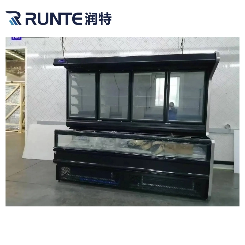 Top Quality All-Round Refrigeration Direct Cooling Glass Display Showcase with Brand Compressor