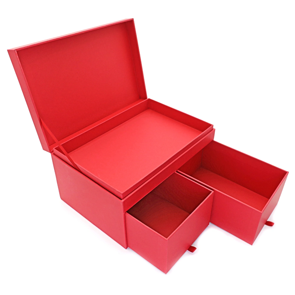 Customized Tuck Side Corrugated Cardboard Red Bag Gift Box