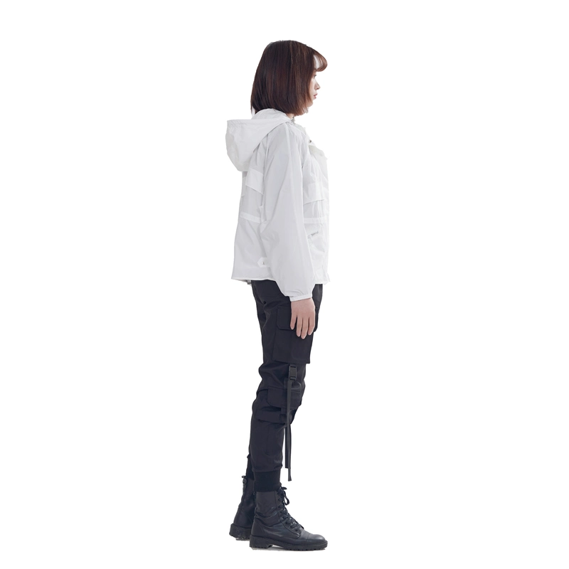 Chaqueta de color blanco para las mujeres anorak de primavera/otoño ropa impermeable