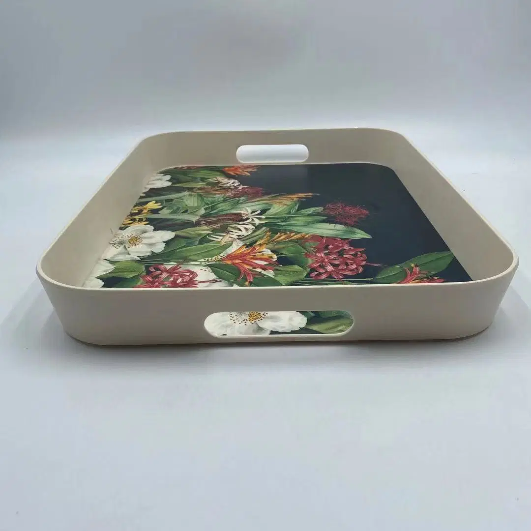 Wholesale/Supplier Bamboo Fiber Melamine Tray Melamine Breakfast Tray with Handle