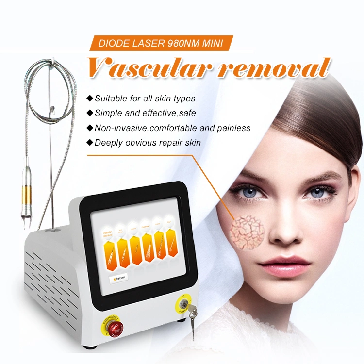 Portátil no invasiva 980nm Laser Vascular Spider Veta retirar Salón de belleza Equipo