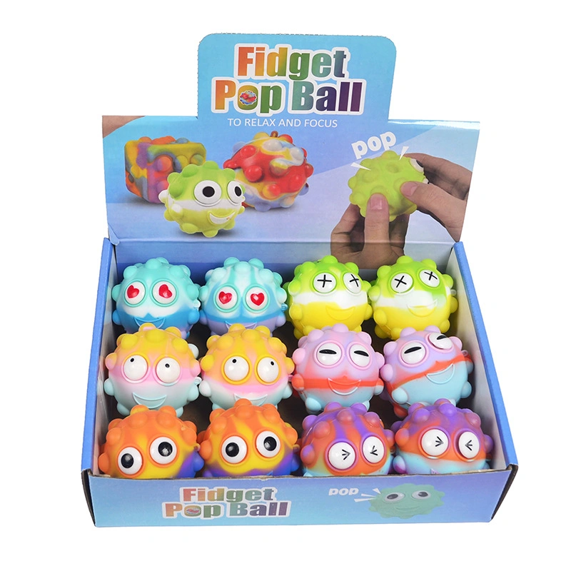 3D Squishy Push Pop Ball with Eyes Fidget Push Toy Pop for Kids