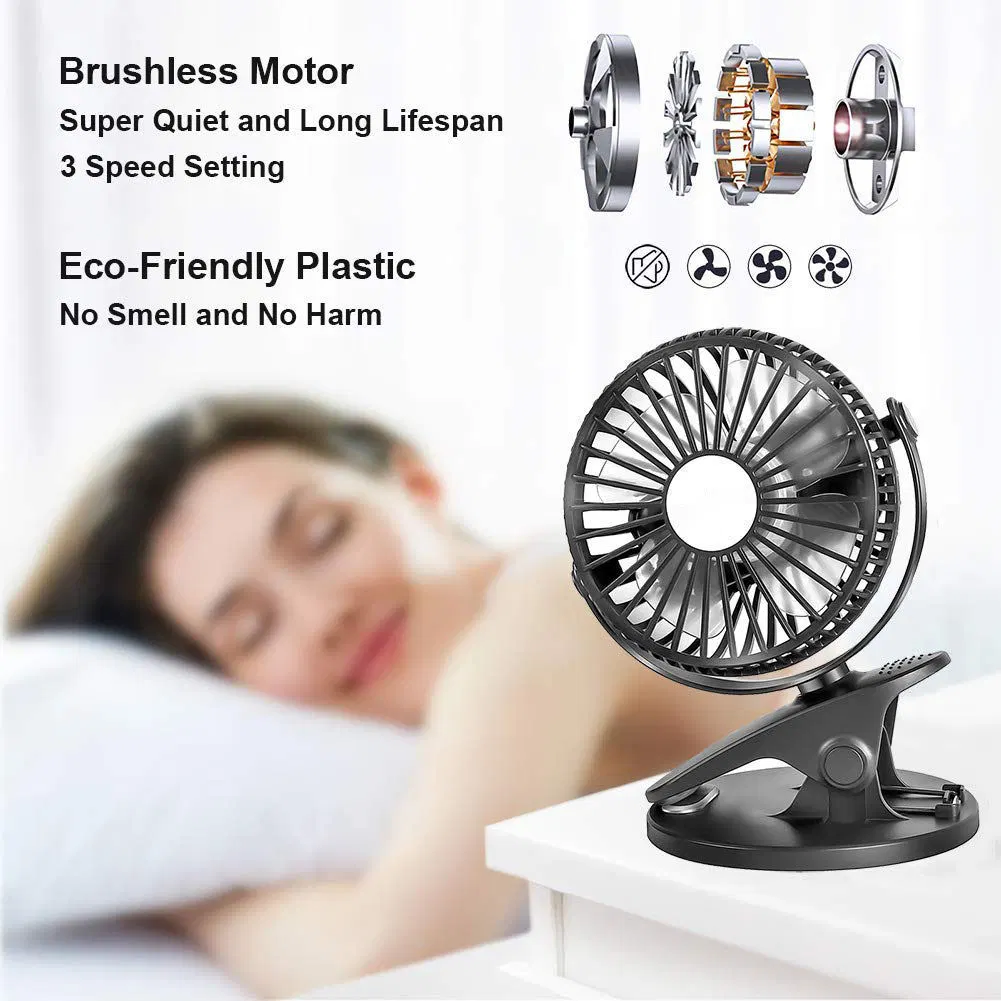 3 Speed Mini Clip Personal Quiet Electric 4 Inch USB Desk Fan