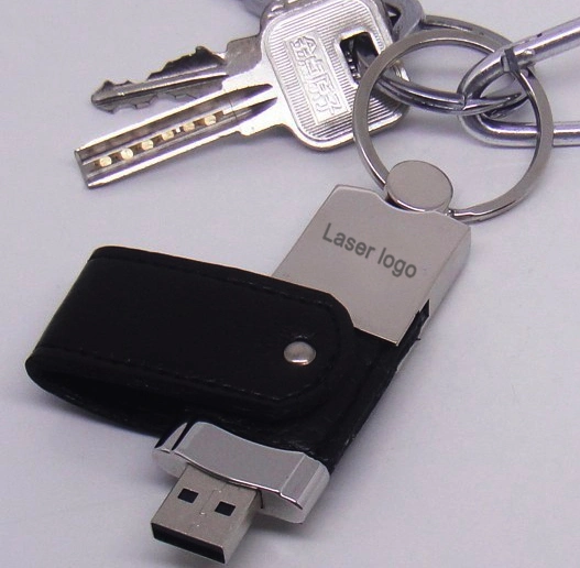 Chaveiro de couro Unidade Flash USB, USB presentes promocionais