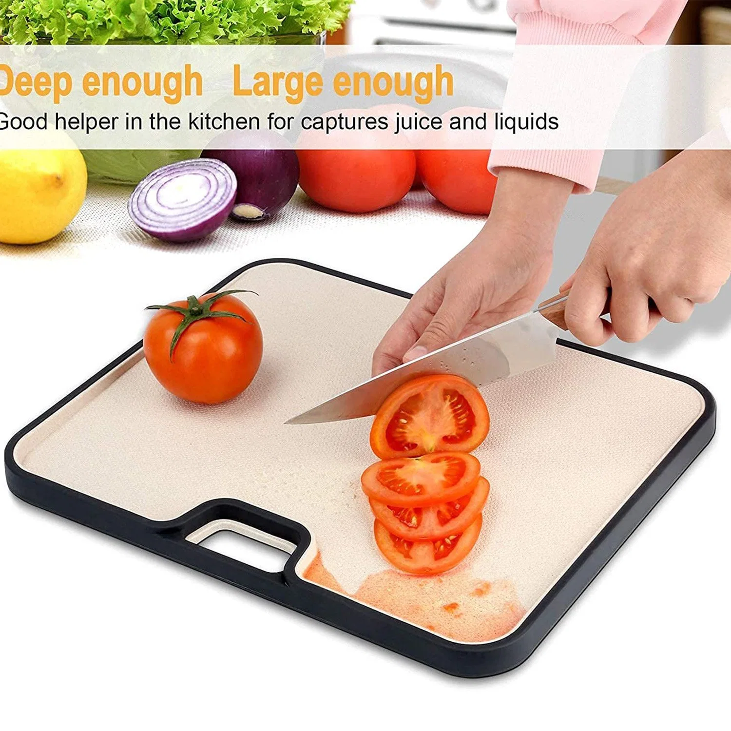 Food Grade Plastic Heavy Duty 2 in 1 Kitchen Vegetable Fruit Chopping Cutting Board and Pan