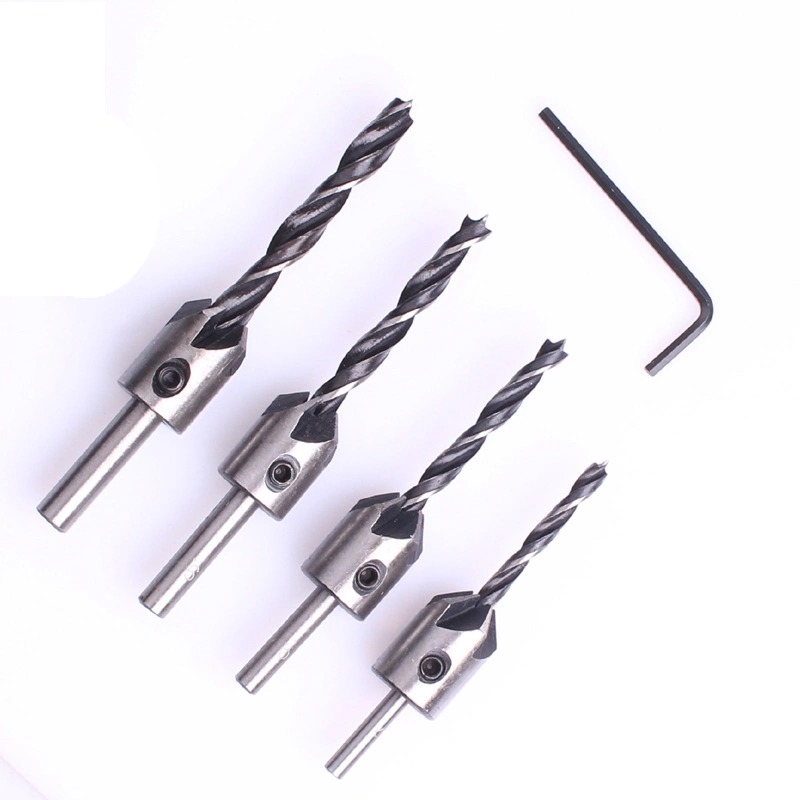 4PCS Adjustable Countersink Drill Bit Set with Pilot Drill Bit