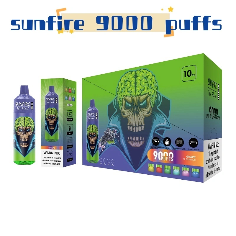 Vaper do vaporizador e-CIG da Atacado Electric Plus líquido e descartável da Electric Pen Sunfire 9000 Vape puff Eslováquia Suécia Nova Zelândia