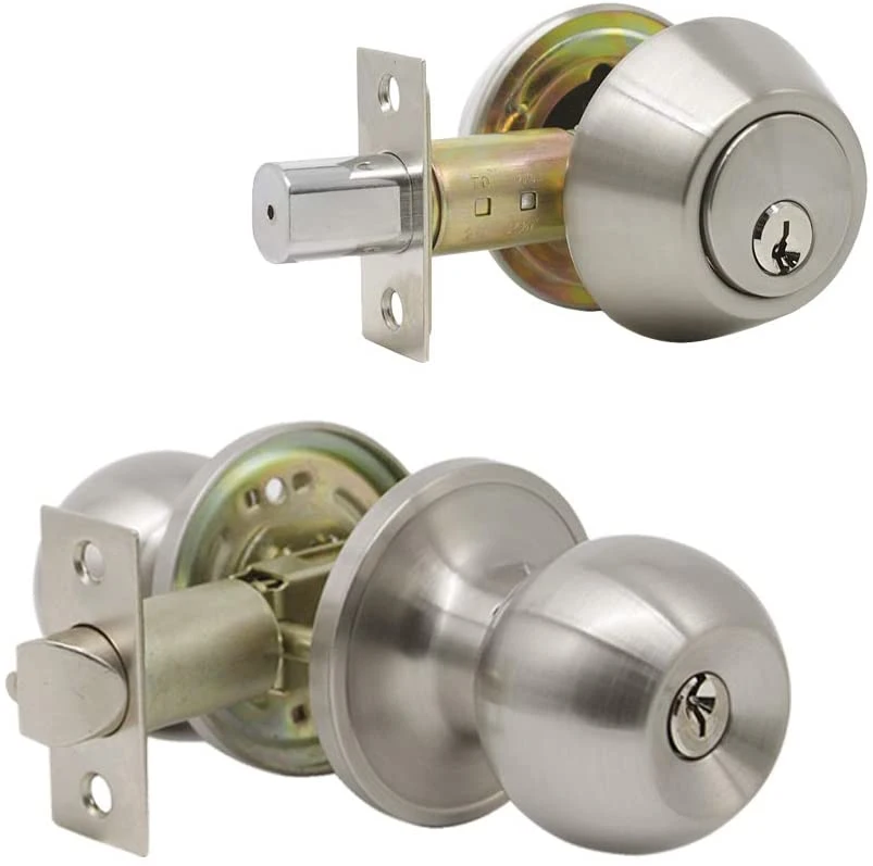 All Keyed Same Entry Door Knob Lock with Double Cylinder Deadbolt for Exterior Front Doors