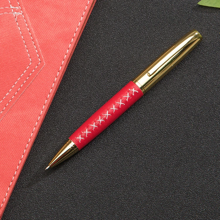 Metal Pen Leather Pen Meeting Record Pen