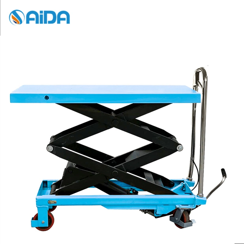 Aida 800kg Hydraulic Electric Workshop U Type Low Scissor Lift Trolley Table