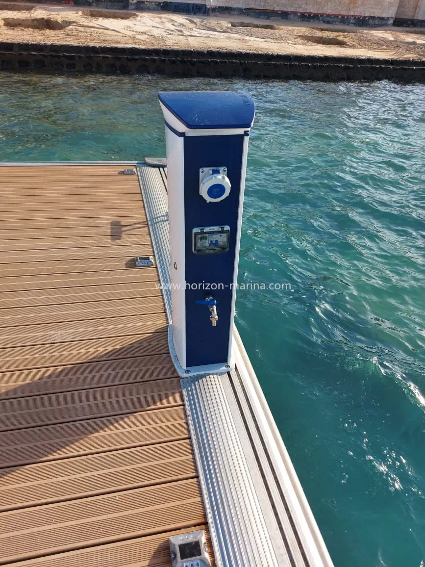 Electric Power Pedestal Adapter and Water Dupply with LED Light for Floating Pontoon