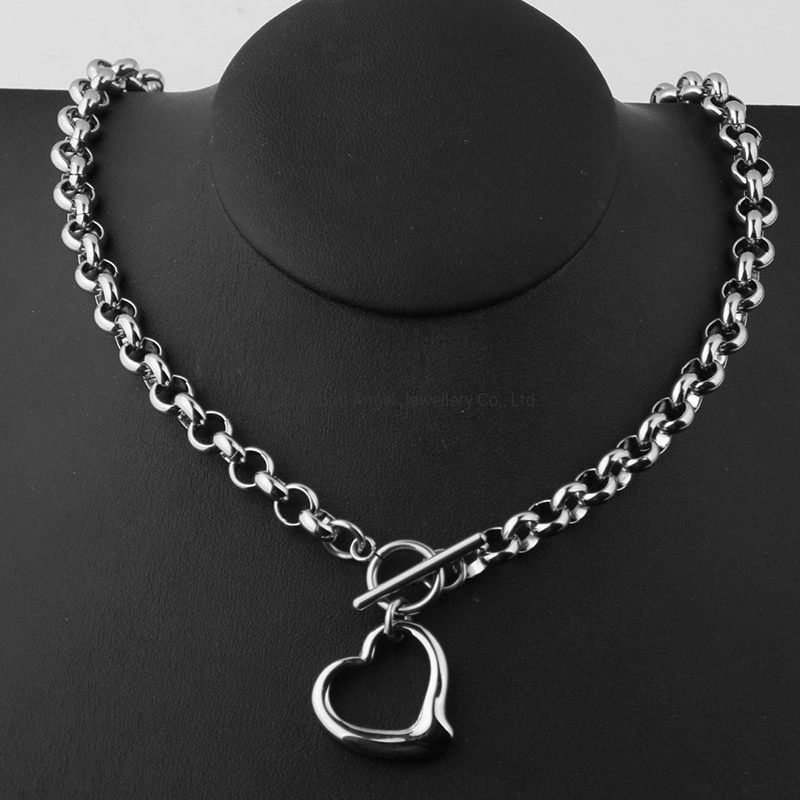 Usine de bijoux de mode de gros 925 Sterling Silver Bracelet Hip Hop lien cubain de la chaîne Collier Pendentif coeur bijoux Set pour cadeau