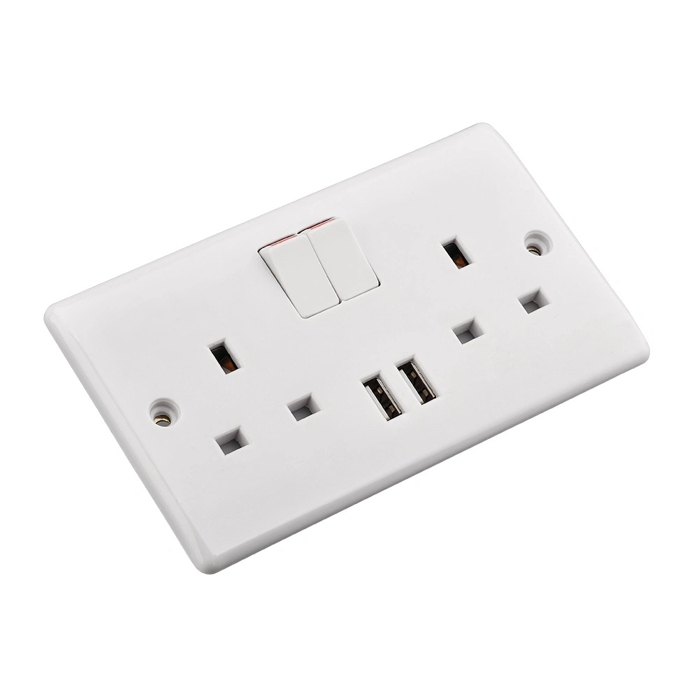 Multifunction Universal Wall USB Outlet 2 Gang Plug Socket Electrical Switch