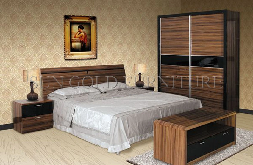 Home Use Simple Melamine Wooden Bed Set (SZ-BF024)