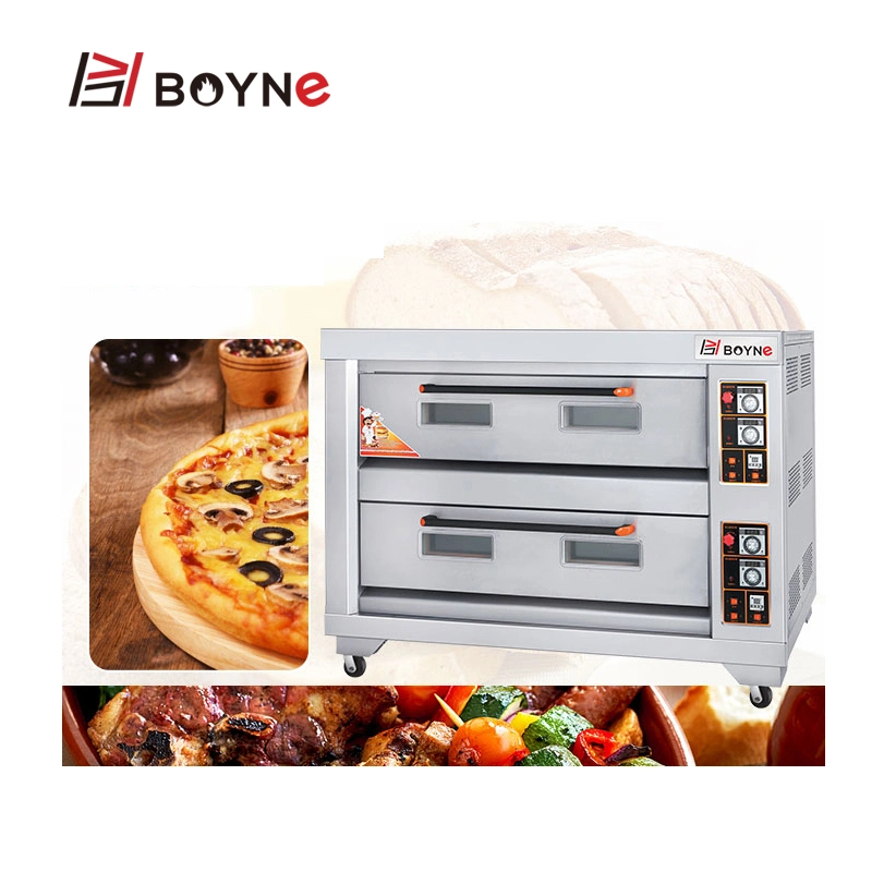 Hotel Restaurant Kitchen Equipment Double Deck Six Trays Gas Oven